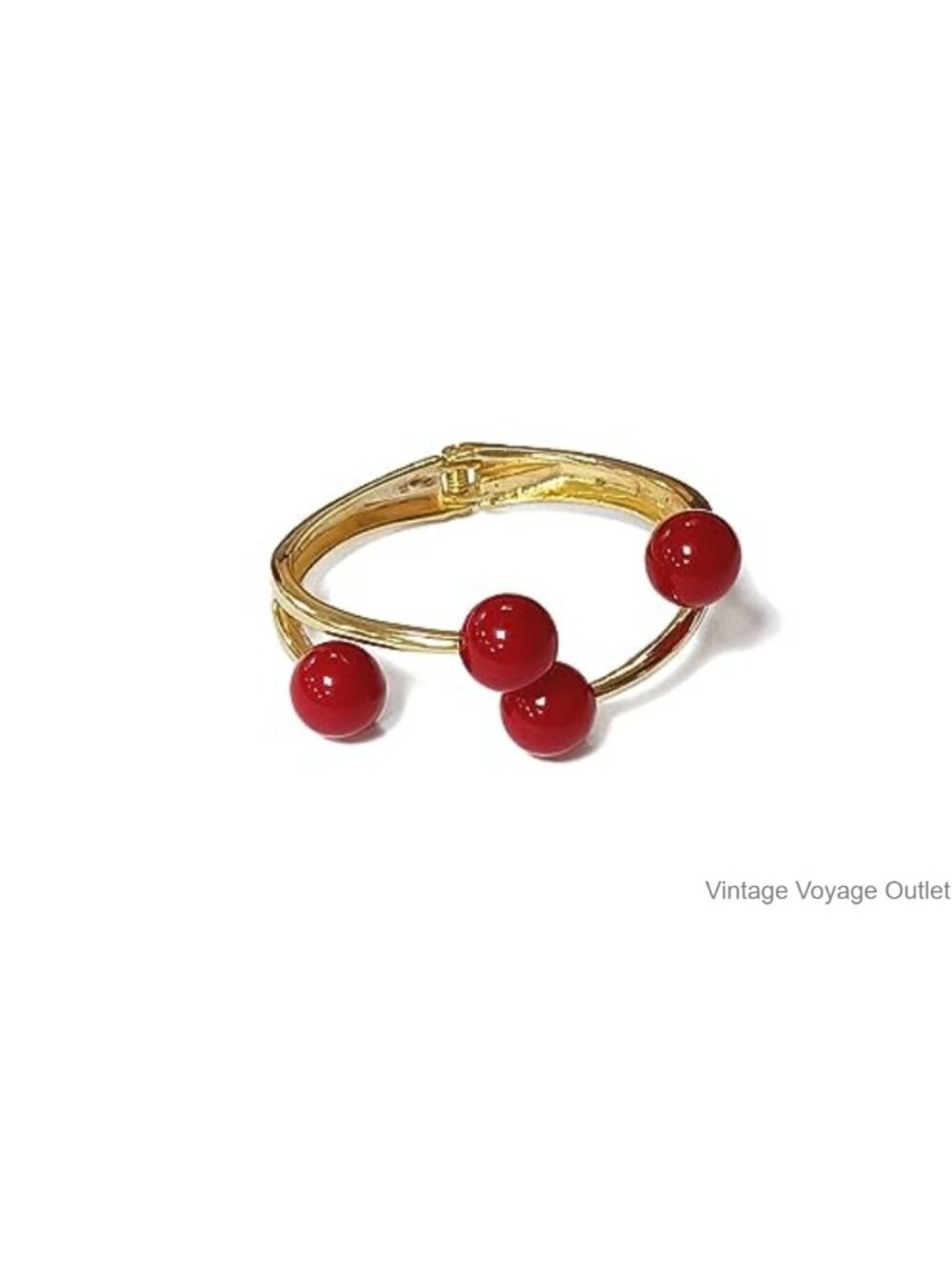 14K Gold Plated Big Pearl Clasp Cuff Bracelet Asymmetric Broadside Ball Wrist